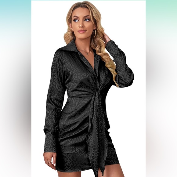 Wrap style dress silk new leopard black - Picture 4 of 7